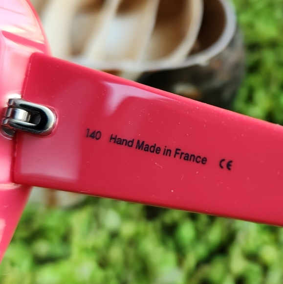 CARTIER White Red Pink Logo France Luxury Oversized CHARLIE Unisex Sunglasses 6" - Picture 8 of 16